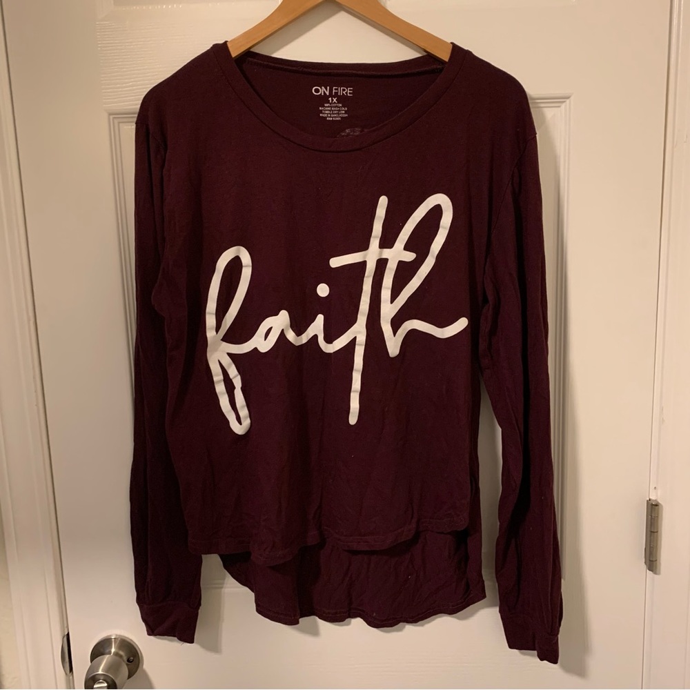 On Fire (Size 1X) Long Sleeve Hi-Lo Top